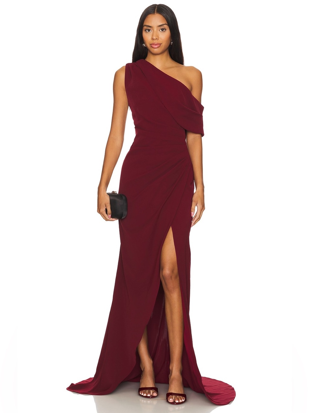 ELLIATT x REVOLVE Isadora Gown Burgundy M One Shoulder Formal Maxi Dress